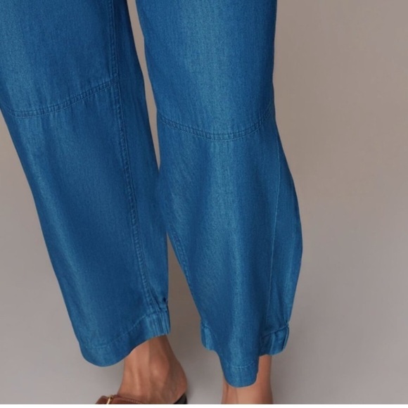 Whistles Lucy Chambray Barrel Leg Pants New with tags Size 14 - Picture 6 of 11